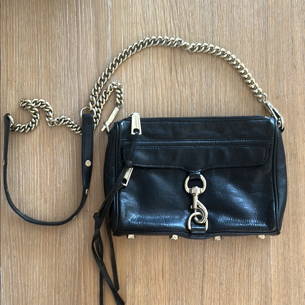 Black Leather Chain Shoulder Bag